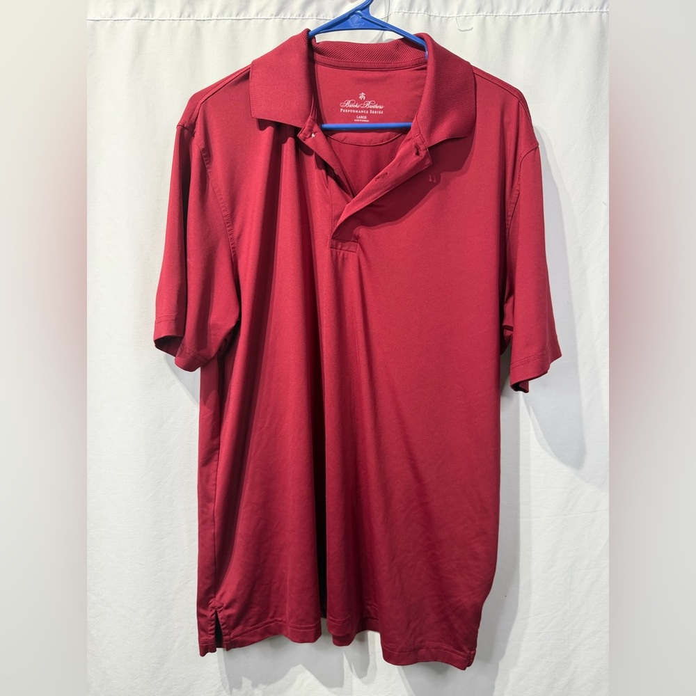Brooks Brothers maroon performance athletic golf casual polo shirt
